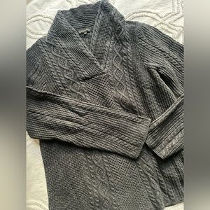 Shawl collar cable sweater